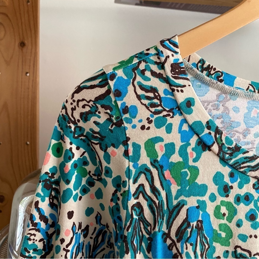 Lilly Pulitzer Blue Beige Corine Dress Sea Oat Escapades Medium - Picture 7 of 16